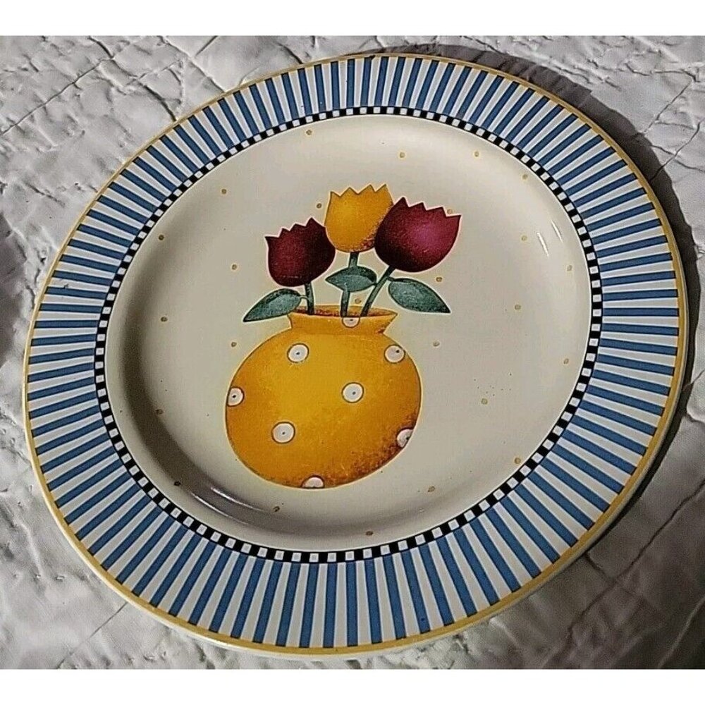 Vintage 1998 Sakura TEAPOTS Debbie Mumm 8.25 In Stoneware  Salad Dessert Plate